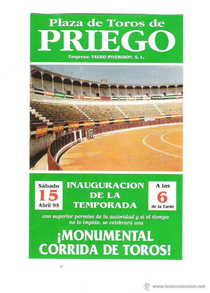 Carteles toros: CARTEL DE TOROS PROGRAMA DE MANO PRIEGO 1995 - Foto 1