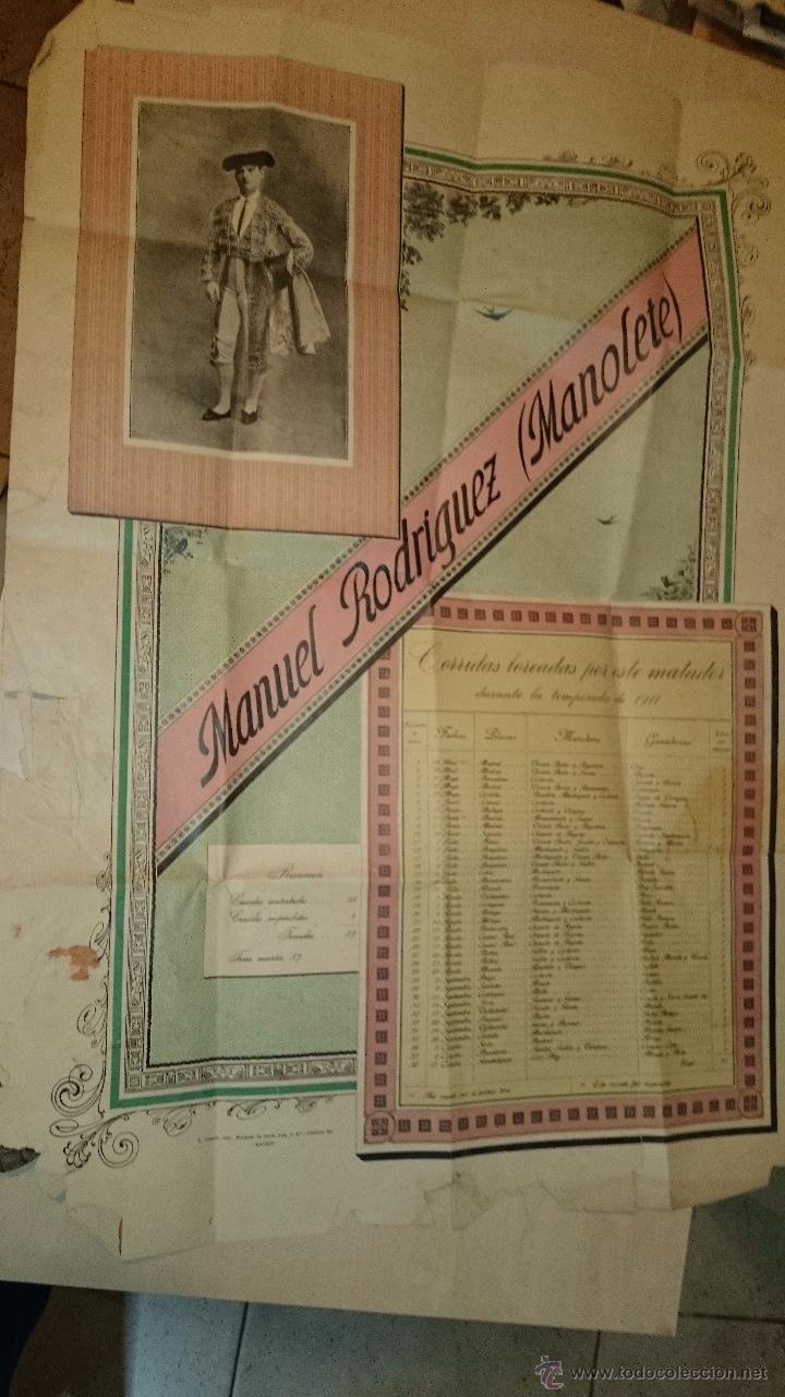 Carteles Toros: MANOLETE - CORRIDAS TOREADAS POR ESTE MATADOR EN 1911 - 68,5X48,5 CARTEL TOROS