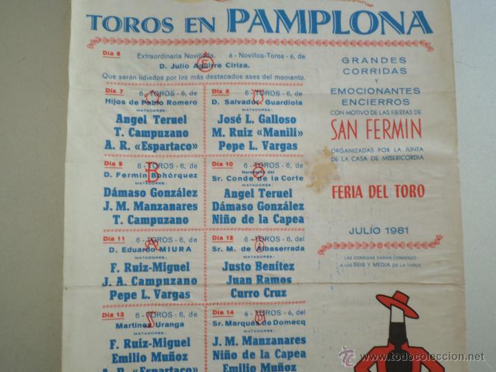 Carteles toros: CARTEL DE TOROS PAMPLONA 1981 - Foto 3
