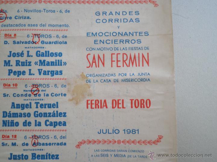 Carteles toros: CARTEL DE TOROS PAMPLONA 1981 - Foto 4