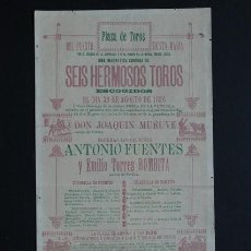 Carteles Toros: CARTEL DE TOROS DEL PUERTO DE SANTA MARÍA. 30 DE AGOSTO DE 1896. ANTONIO FUENTES Y EMILIO T. BOMBITA