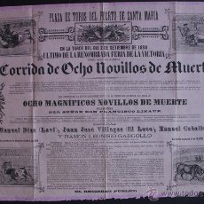 Carteles Toros: CARTEL DE TOROS DEL PUERTO DE SANTA MARÍA. 2 DE SEPTIEMBRE DE 1888. LAVI, EL LOCO Y GARGOLLO