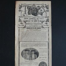 Carteles Toros: CARTEL DE TOROS DE CARACAS. 27 DE AGOSTO DE 1911. MANCHEGUITO, MORENITO DE CÁDIZ, EL NIÑO