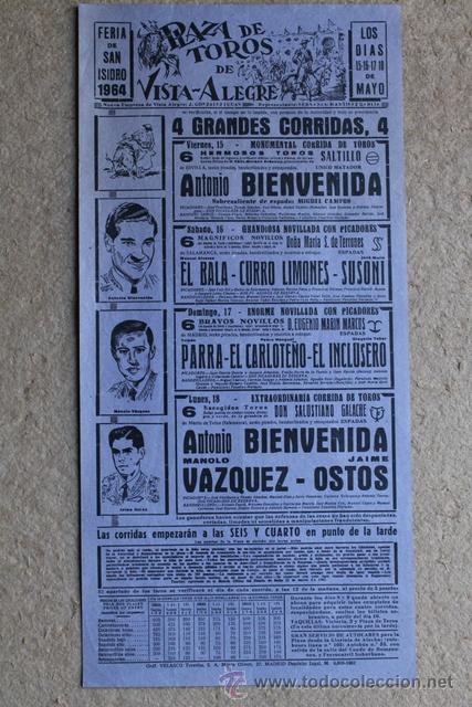Cartel De Toros De Vista Alegre Madrid 15 Al Buy Old Posters