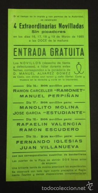 Carteles toros: PLAZA DE VALENCIA, CORRIDA DE FALLAS 1985 - Foto 2