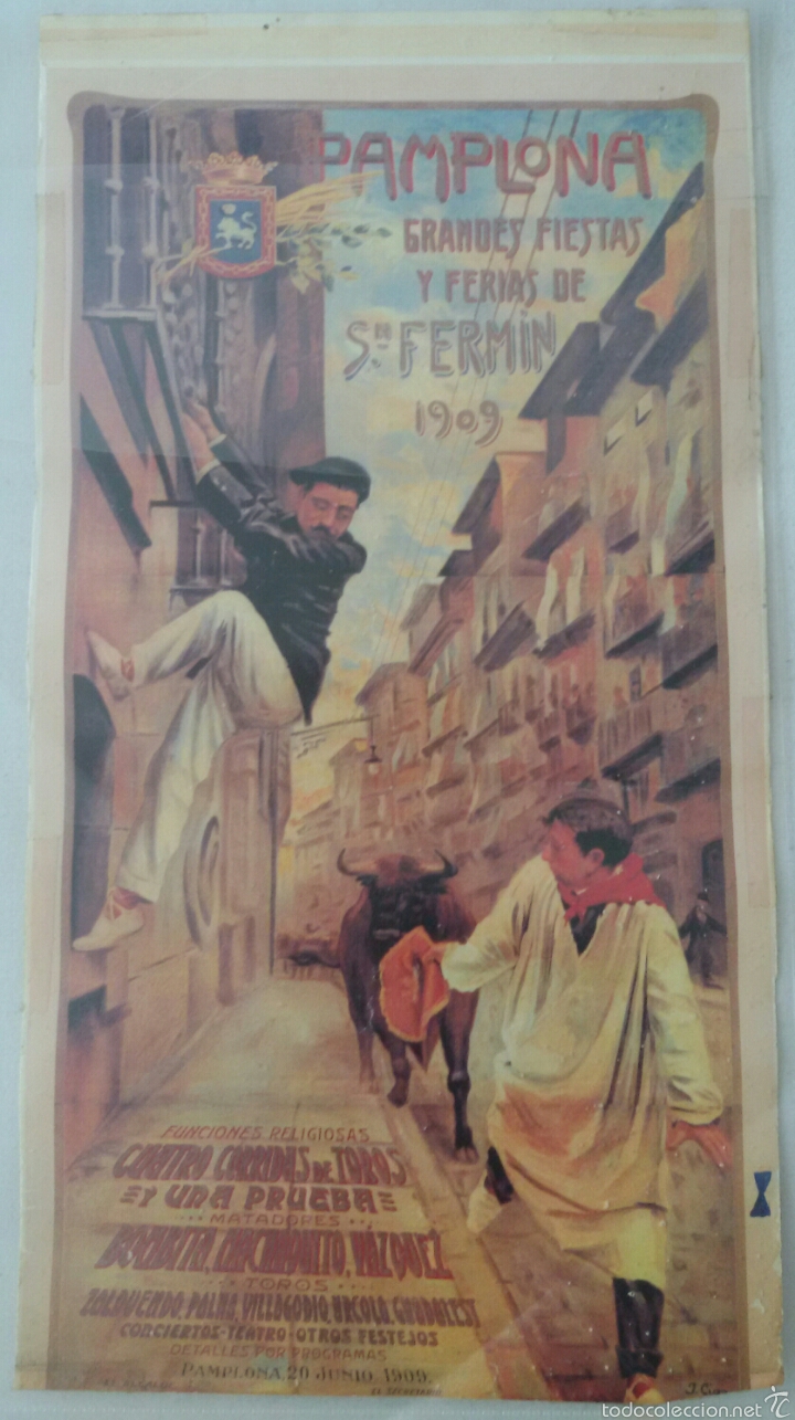 Carteles toros: Cartel Toros San Fermin 1909 - Foto 4