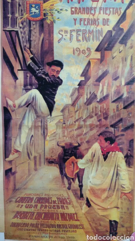 Carteles toros: Cartel Toros San Fermin 1909 - Foto 5