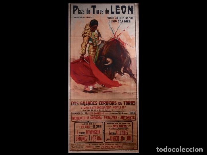Carteles toros: CARTEL PLAZA DE TOROS DE LE&Oacute;N 1952 - Foto 1