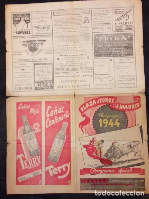 Carteles toros: PLAZA DE TOROS DE MADRID TEMPORADA 1944 PROGRAMA OFICIAL. - Foto 1