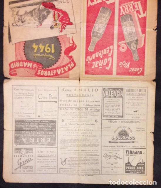 Carteles toros: PLAZA DE TOROS DE MADRID TEMPORADA 1944 PROGRAMA OFICIAL. - Foto 2