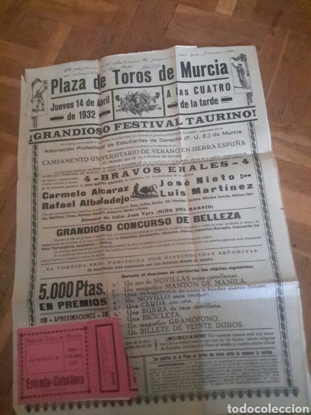 Carteles toros: Cartel de toros de 1932 de Murcia - Foto 1