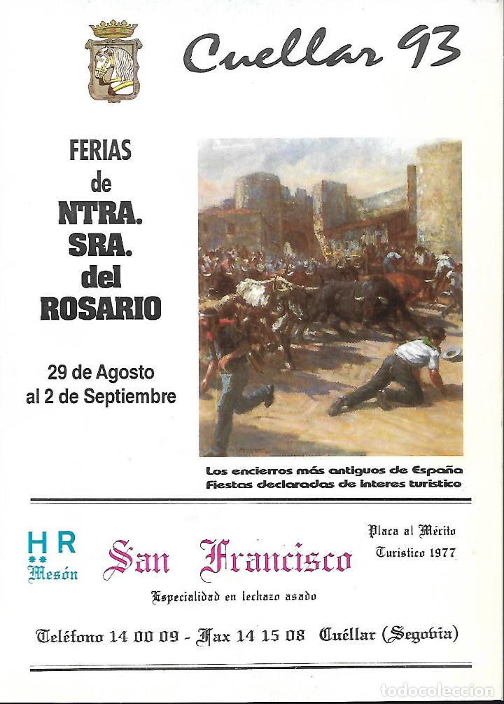 Carteles toros: PROGRAMA DE LA FERIA TAURINA DE CUELLAR  DE 1993 - Foto 1