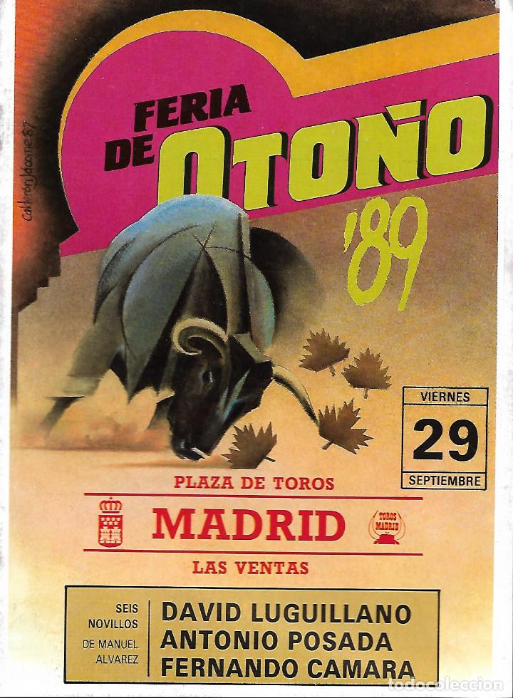 Carteles toros: PROGRAMA DE LA FERIA DE OTO&Ntilde;O DE LAS VENTAS DE 1989 - Foto 1