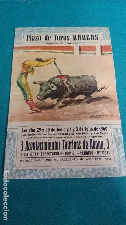 Carteles toros: PROGRAMA DE MANO, PLAZA DE TOROS DE BURGOS 1960 - Foto 1