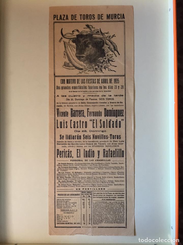 Carteles toros: CARTEL DE TOROS-  MURCIA 1.935 - Foto 1