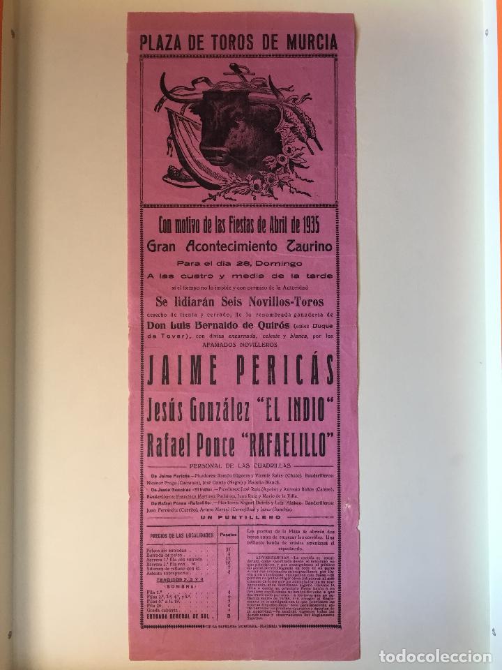 Carteles toros: CARTEL DE TOROS- MURCIA 1.935 - Foto 1
