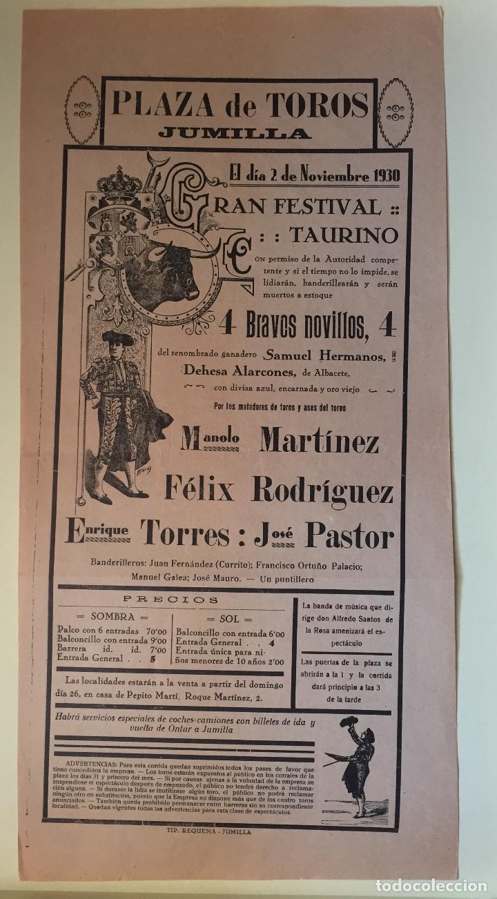 Carteles toros: CARTEL DE TOROS-  JUMILLA 1.930 - Foto 1