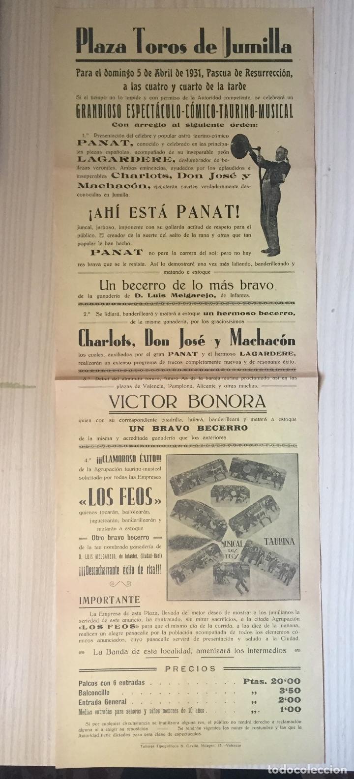 Carteles toros: CARTEL DE TOROS- JUMILLA 1.931 - Foto 1
