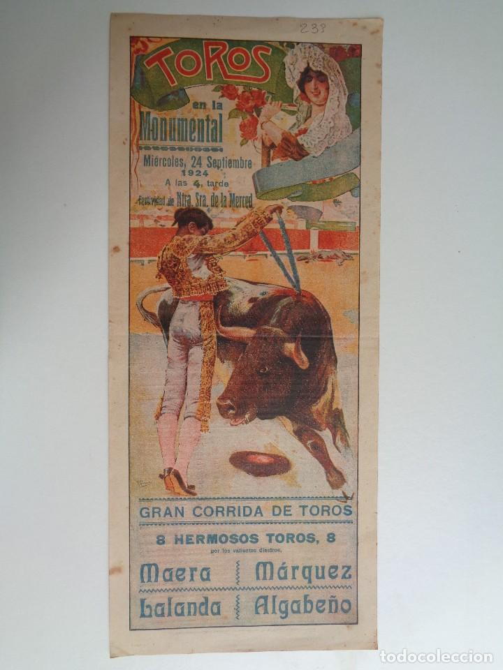 Carteles toros: TOROS EN LA MONUMENTAL.BARCELONA.1924.-C233 - Foto 1