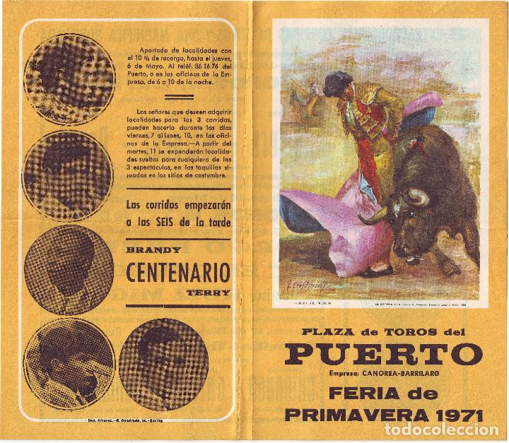 Carteles toros: PROGRAMA DE MANO DE TOROS EN EL PUERTO DE SANTA MARIA 1971 - Foto 1