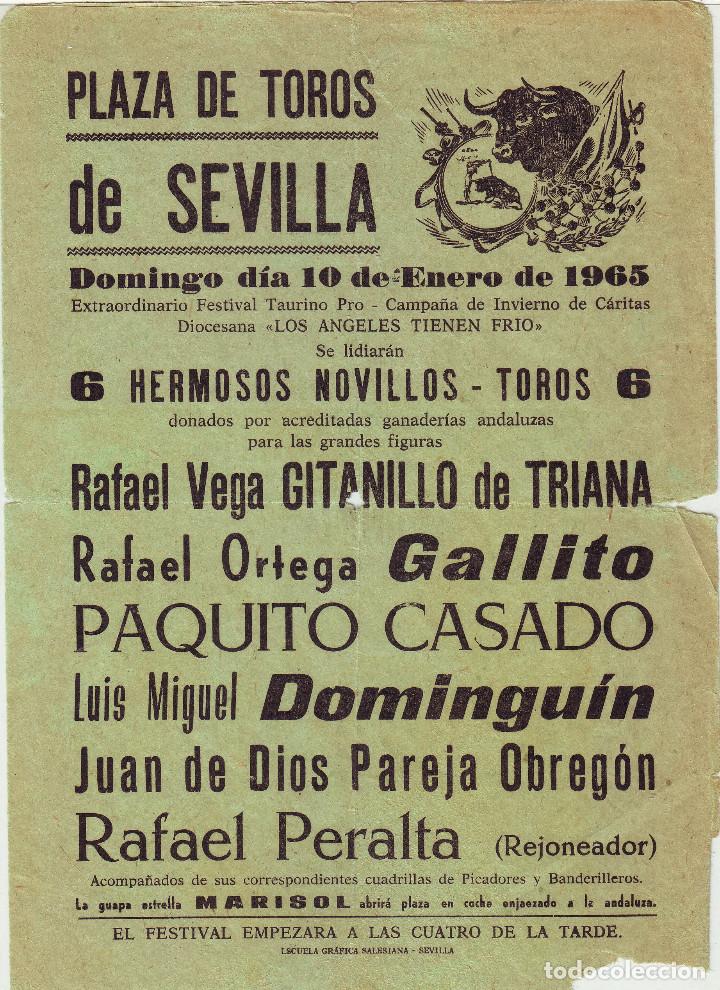Carteles toros: CARTEL DE TOROS EN SEVILLA 1965 - Foto 1