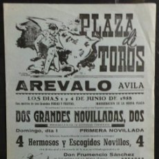 Carteles Toros: CARTEL PLAZA DE TOROS DE AREVALO - AVILA - 1958. Lote 109099543