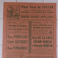 Carteles Toros: CHELVA, VALENCIA - CARTEL TOROS, AÑO 1969