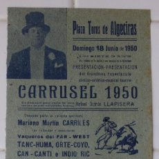 Carteles Toros: ALGECIRAS, CADIZ - CARTEL TOROS, AÑO 1950