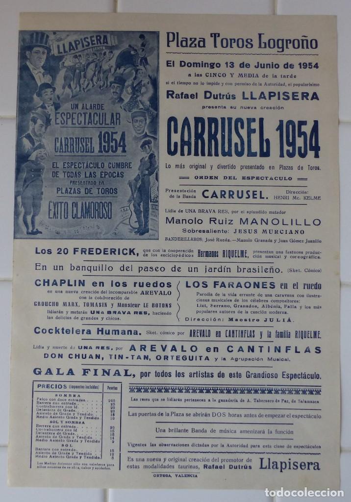 Carteles toros: LOGRO&Ntilde;O - CARTEL TOROS, A&Ntilde;O 1954 - Foto 1