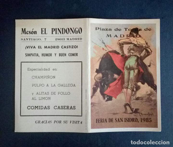 Carteles toros: PROGRAMA PLAZA DE TOROS DE MADRID - FERIA DE SAN ISIDRO 1985. - Foto 2