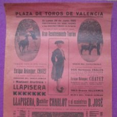 Carteles Toros: CARTEL TOROS, PLAZA VALENCIA, 1925, LLAPISERA, BACHILLER CHARLOT, TOREO COMICO, CT165