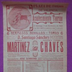 Carteles Toros: CARTEL TOROS, PLAZA VALENCIA, 1923, MANOLO MARTINEZ, FRANCISCO TAMARIT CHAVES, CT208