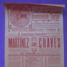 Carteles Toros: CARTEL TOROS, PLAZA VALENCIA, 1923, MANOLO MARTINEZ, FRANCISCO TAMARIT CHAVES, CT209