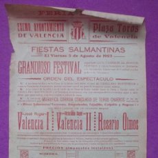 Carteles Toros: CARTEL TOROS, PLAZA VALENCIA, 1923, VALENCIA I, VALENCIA II, ROSARIO OLMOS, CT222