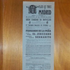 Carteles Toros: CARTEL TOROS - PLAZA DE TOROS MADRID - 27 DE JUNO 1963 - 46 X 16 CM - EL JEREZANO, SERRANITO