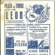 Carteles Toros: PROGRAMA PLAZA DE TOROS DE LEON-30-06-1979. Lote 116278275