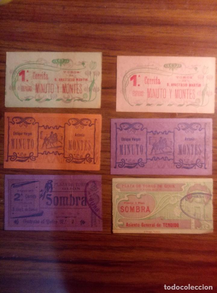 Carteles toros: ENTRADAS DE TOROS DE GIJON DE 1905 - Foto 2