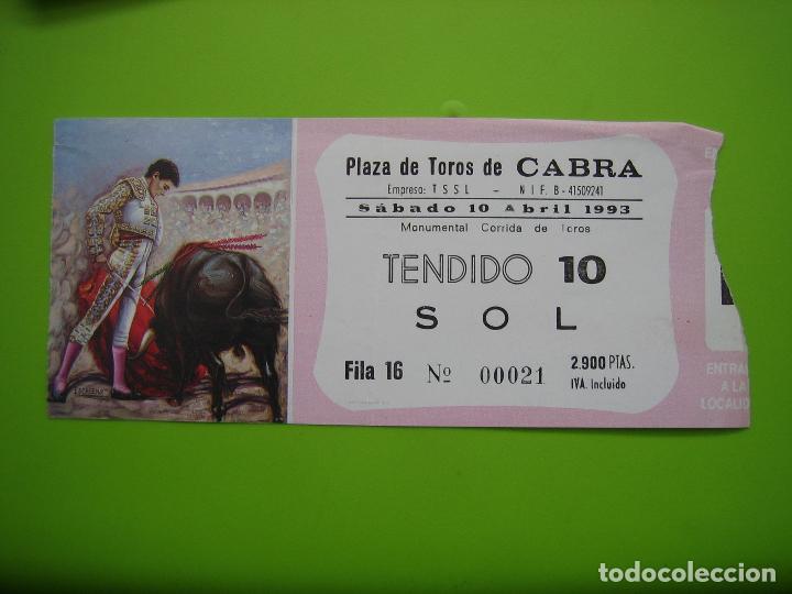 Carteles toros: Entrada plaza de toros de Cabra 1993 - Foto 1