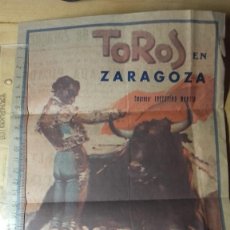 Carteles Toros: TOROS EN ZARAGOZA. 1943. GRANDIOSA NOVILLADA PICADA. AGUSTIN PARRA, CASTRO, FARAON.. Lote 125235179