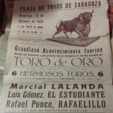 Carteles Toros: PLAZA TOROS ZARAGOZA, 1935. 6 HERMOSOS TOROS, 6. CONTRERAS. LALANDA, EL ESTUDIANTE, RAFAELILLO. . Lote 125235551