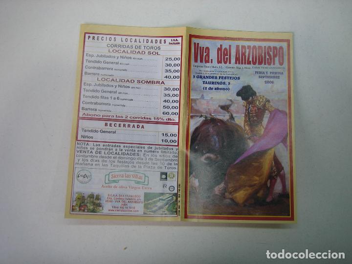 Carteles toros: 1. Programa plaza de toros de Vva del Arzobispo - Foto 1