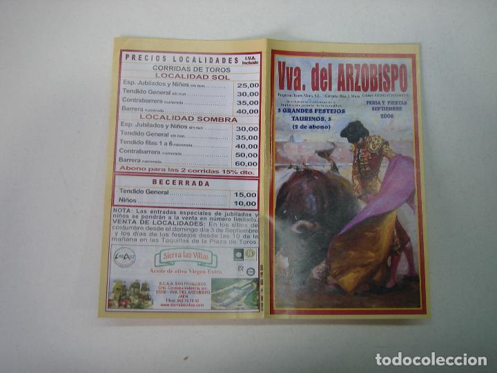 Carteles toros: 1. Programa plaza de toros de Vva del Arzobispo - Foto 1