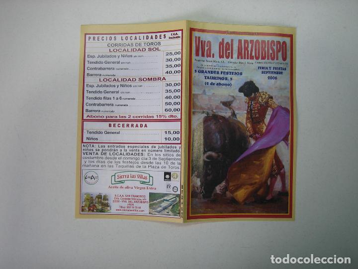 Carteles toros: 1. Programa plaza de toros de Vva del Arzobispo - Foto 1