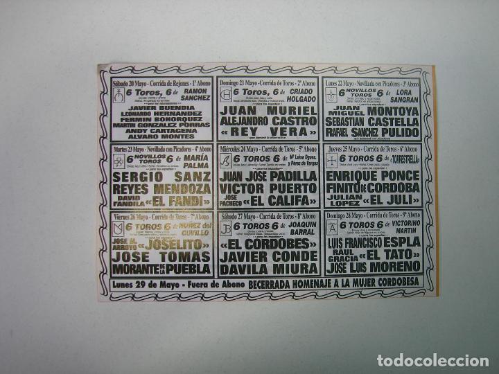 Carteles toros: 1. Programa plaza de toros de Cordoba - Foto 2