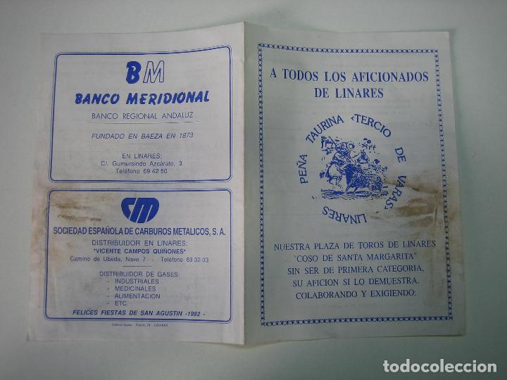 Carteles toros: 1. Programa plaza de toros de Linares - Foto 1