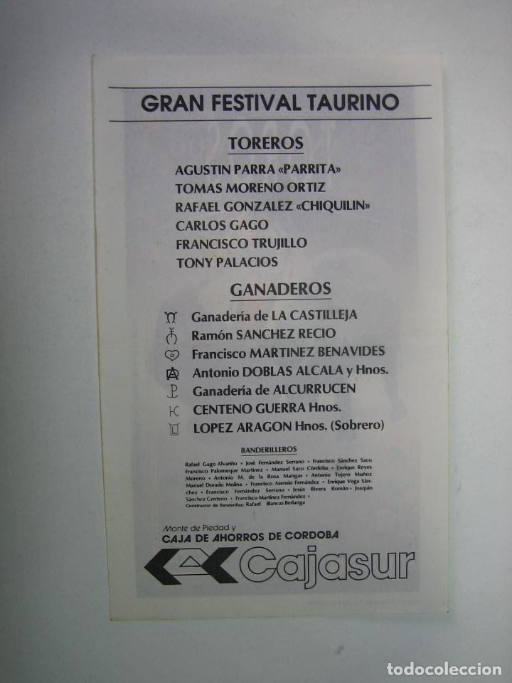 Carteles toros: 1. Programa plaza de toros de C&oacute;rdoba - Foto 2