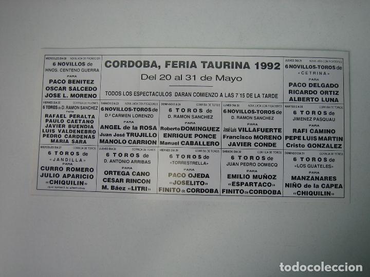 Carteles toros: 1. Programa plaza de toros de Cordoba - Foto 2