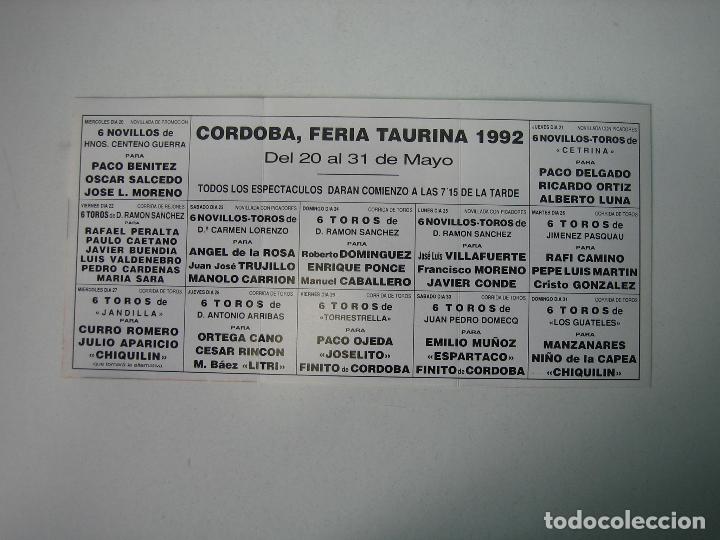 Carteles toros: 1. Programa plaza de toros de Cordoba - Foto 2