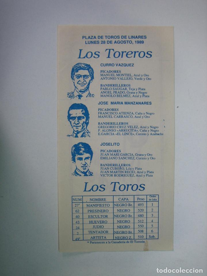 Carteles toros: 1. Programa plaza de toros de Linares - Foto 1