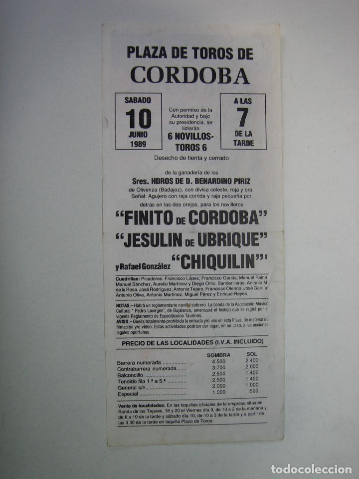 Carteles toros: 1. Programa plaza de toros de Cordoba - Foto 2